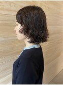 フレンチボブパーマ髪型20代30代40代前髪あり前髪無し面長丸顔
