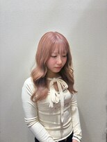 アクセ ベージュピンクベビーピンクハイライトセミウェットウェーブ