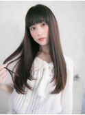 ナチュラル縮毛矯正 さらつやストレート 黒髪スタイル
