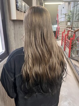 アジリ(agili) 10代20代/裾カラー/エンドカラー/ブラック/ミルクティーベージュ