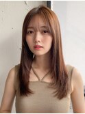 小顔 前髪 レイヤーカット チェリーブラウン"
