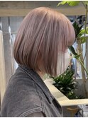 渋谷ブリーチカラータッセルボブ顔周りレイヤー切りっぱなしボブ
