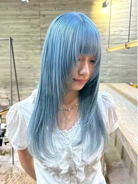 ヲタク(wotaku.) 水色カラーペールブルーホワイトアッシュブルーシルバーレイヤー