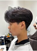 毛流れセンターパートニュアンスパーマカルマヘアメンズパーマ