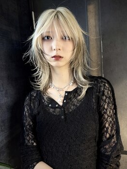 .elice 心斎橋 ダブルカラー/ウルフレイヤーカット【9/1NEWOPEN（予定）】の写真/ブリーチダブルカラーとレイヤーで魅せるウルフカット！理想の髪へ導きます◎［ブリーチ/ダブルカラー］