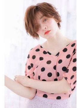 ミック 日暮里店(miq) ベージュピンク前下がりニュアンスマッシュヘルシースタイルb1