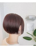 首元スッキリのピンクショートボブ
