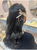 編み込みハーフツイン