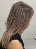 ハイライトカラーミルクティーベージュケアブリーチダブルカラー