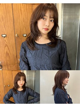 アリスバイアフロート 自由が丘(ALICe by AFLOAT) ツヤラベンダーベージュ韓国レイヤーセミロング