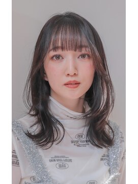 ポイントファイブバイソレイユ 小松店.5 by SOLEIL) ミディアム顔まわりレイヤー外はねツヤツヤ暗髪ヘア