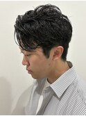 メンズマッシュセンターパートスパイラルパーマニュアンスパーマ