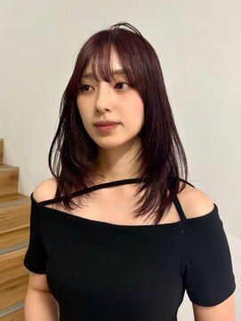 ヨーク(YOKE) 【YOKE】ダークレッドボルドーブリーチなしレイヤー暖色顔周り