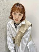 ブリーチなしオレンジベージュ×ニュアンスボブ
