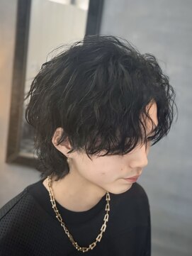 バース 河原町店(BIRTH) 韓国へアカルマパーマワックスなしセンターパート黒髪ウルフ