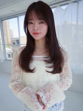 アンジェリカ 岡山店(ANGELICA) ANGELICA ピンクブラウン 顔まわりレイヤー 大人かわいい