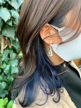 アクト(ACT) イヤリングカラー/ネイビーブルー/ブルーグレージュ/韓国ヘアー