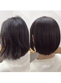 縮毛矯正+髪質改善トリートメント+カット（リタッチ可）