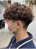 メンズパーマセンターパートマッシュツイストスパイラルパーマ
