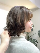 アル 心斎橋(alu)&nbsp;ミニボブパーマ　黒髪×オリーブグレー