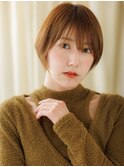 アプリコットオレンジ小顔丸みショートマッシュY越谷10代20代