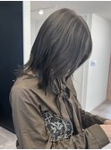 ブリーチなしオリーブグレージュ＊切りっぱなしロブ透明感カラー