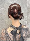 ヘアセット 結婚式ヘア お呼ばれヘア カチモリ タイトヘア