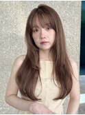 レイヤーカット/小顔カット/くすみベージュ/透明感カラー