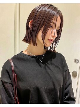 ノラギンザユー(NORA GINZA/U) 切りっぱなし外ハネボブ艶暗髪シースルーバング