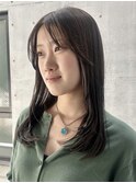 顔周りレイヤー/オリーブカラー/髪質改善