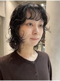 レイヤーウルフパーマボブニュアンスルーズパーマ大人可愛い川崎