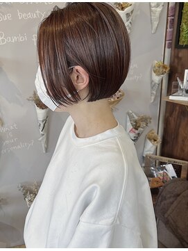 バンビ プライベート サロン(Bambi private salon) ミニボブ*襟足ぎりぎり*透明感レッドブラウンカラー*Bambi松平愛