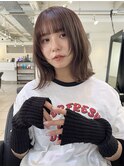 △ブリーチなしラベンダーアッシュ外ハネロブヘアウルフカット