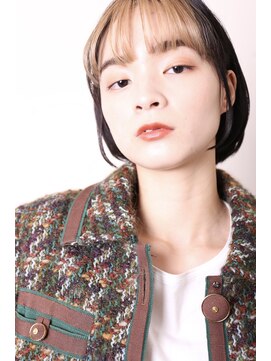 ヨファ ヘアー 芦屋店(YOFA hair) 黒髪ツートンショートボブ1201