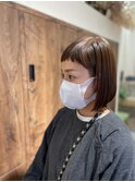 オシャレショートバンク肩上ボブ