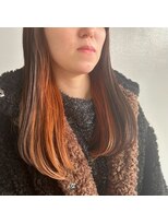 セダクション 道後樋又店(Seduction) 松山市/20代/30代/40代/冬のインナーカラー×レッドオレンジ