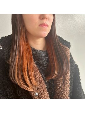 セダクション 道後樋又店(Seduction) 松山市/20代/30代/40代/冬のインナーカラー×レッドオレンジ