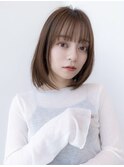 大人かわいい前髪セシルカットココアブラウンフリンジウェーブ