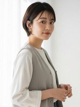 ソンノ(sonno) ショートボブ 丸みショート シースルーバンク 前髪カット 30代