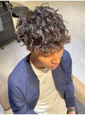 大人ショート 縦落ちパーマ 30代メンズヘア ケアパーマ　南青山