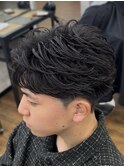 メンズフェザーパーマ　アクティブショートツーブロック