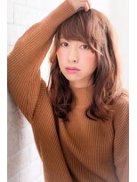 ヘアーアートシフォン 池袋西口店(Hair art chiffon)&nbsp;グレージュ&スポンテニアスなフリンジバングのマッシュミディ
