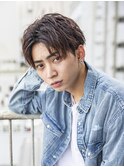 小久保☆マニッシュ短髪パーマサファイアブルーカーキベージュ