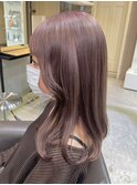 ba1918透明感暗髪マロンブラウングレージュカラー外巻きパーマ