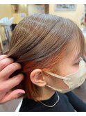 アッシュベージュ×イヤリングオレンジ