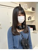 黒髪 暗髪 韓国ミディアムレイヤーカット似合わせ前髪イメチェン