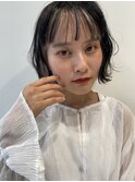 フェイスフレーミング　外ハネボブ　ミニボブ　アッシュカラー