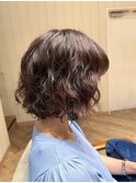ふんわりミディアム×パーマスタイル×くしゅっと×ボリューム