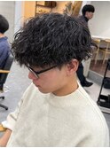 栃木メンズパーマメンズカットセンターパートメンズマッシュ緩め