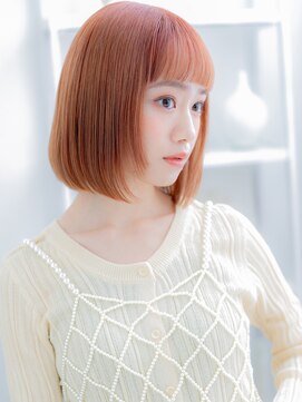 モッズヘア 越谷(mod's hair) アプリコットオレンジ小顔切りっぱなしボブTc2越谷10代20代30代